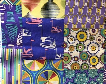 Asbury designed by Thomas Knauer for Andover Fabrics Inc Patt 5844 Cotton Fabric by the Yard Purple Penny Arcade fair yellow ice bumper cars