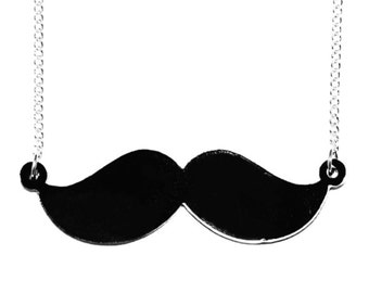 Cute Black Moustache Necklace, Movember, Mustache, KiTsCh, Vintage, Geekery, Geek Chic,Nerd