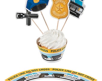 Police Party Cupcake Wrappers with Picks