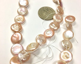 Peach-Golden Freshwater Coin Pearls MOI-B9