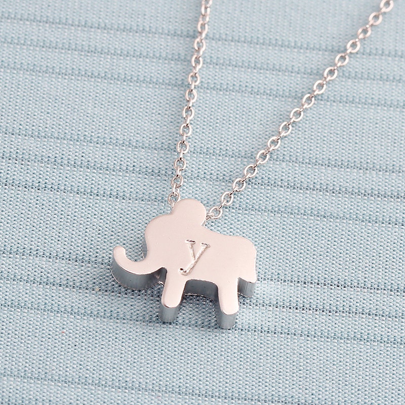 Gold or Rhodium Plated Simple Elephant Charm Personalized