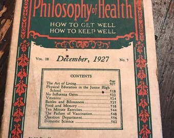 Vintage brochure Philosophy of Health 1927