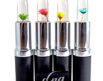 DNA Clear Color Changing Flower Lipstick- Handmade Cosmetics- Holiday Gift Idea- Makeup- Christmas Gift- Black Friday- Makeup- Gift Idea