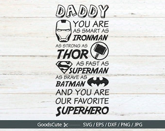 Superhero Daddy SVG, Daddy SVG Fathers Day File DIY Dad shirt Clipart Vector for Silhouette Cricut Cutting Machine Design Download Print