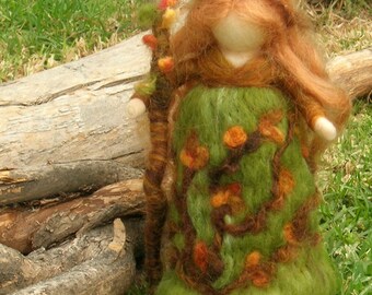 Forest Fairy - Waldorf inspired wool needle felted standing doll