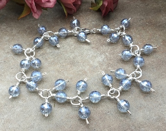 Sparkly Blue Quartz Bracelet, Mystic Blue Quartz, Wedding Bracelet, Something Blue