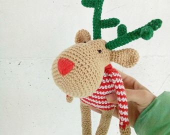 Christmas deer, Deer Plush, Deer Stuffed Animal, Crochet Deer, Christmas deer plush toy, deer amigurumi, cute deer toy, amigurumi animals