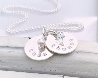 Personalized Jewelry Necklace . Hand Stamped Personalized Jewelry Necklace - Brag About It - Tiny Brag With Birthstone