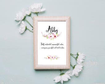 Personalized Name with Meaning, Baby Shower Gift, Nursery Decor, NOT PRINTABLE, Customized Name Sign, Baby Name Sign, baby girl gift,