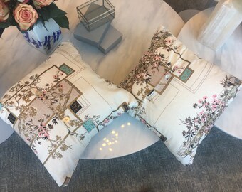 In Full Bloom Vintage Cherry Blossom Print Pillow