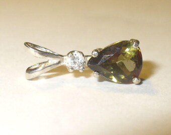 Andalusite Pendant Necklace in Sterling Silver with Zircon Accent - Genuine, Natural Mined Rare Gemstone in Solid Silver