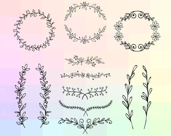 Floral SVG Files, Floral Cricut, Floral Clipart, Floral DIY Files, Wreath SVG, Branches Svg, Laurel Wreath Cricut, Wreath Dxf, Floral Dxf