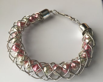 Kumihimo Open Braid Bracelet with Glass Beads