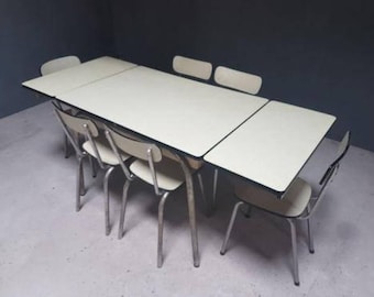 Retro dining table with 7 chairs
