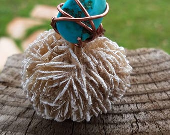 Turquoise in copper ring