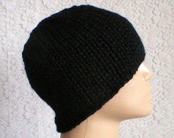 Black beanie hat, skull cap, winter hat, toque, knit hat, black hat, mens womens hat, chemo cap, ski snowboard, skateboard, biker hiking