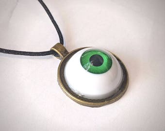 Eye Pendant Necklace - Green. Handmade. Unusual. Unique. Weird.