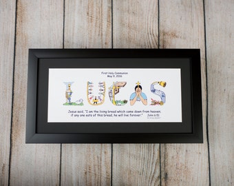 Personalized First Communion Gift for Boys and Girls with 10x20 frame