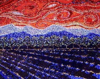 Mosaic Magazine made of paper "upcycle" art/landscape