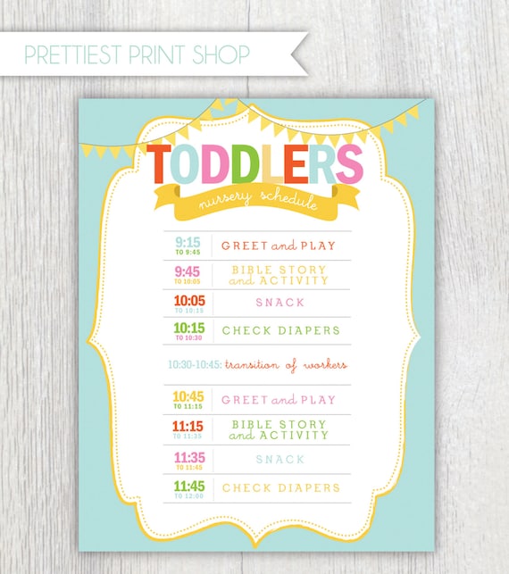 Printable nursery or classroom schedule Daycare Church