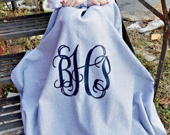 Monogram Blanket ~ Monogrammed Fleece Throw ~ Gift for Her ~ Gift Under 20 b9