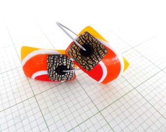 Disk Earrings "Orange Crush" by Marie Segal 2016, stainless steel wires and new design