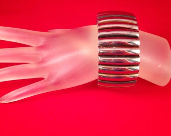 Vintage Wide Silver Expansion Bracelet 1.25 Inches Wide Fits All Sizes Previously 25 Dollars ON SALE
