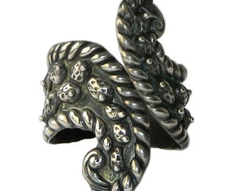 Vintage Mexican Sterling Silver Clamper Bangle Bracelet