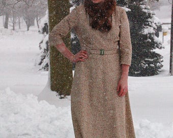 1940s Gumdrop Dress / Handmade 1940s-Style Dress / Vintage-Style Swing Dress / WWII / Size L-XL