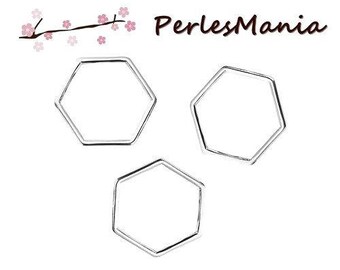 10 pendants connecteurHEXAGONE HEXAGONAL 17 by 15mm silver bright (S1186574)