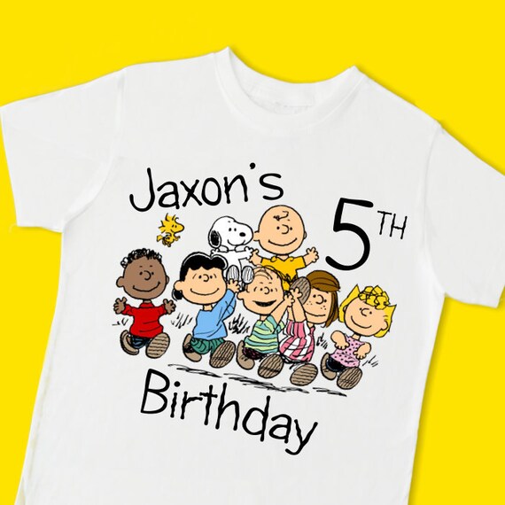 Peanuts Gang Birthday Tee. Personalized Birthday TShirt.
