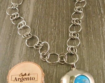 Nickel Silver and Howlite Turquoise Necklace