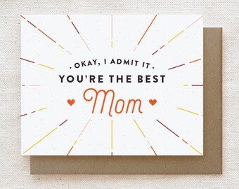 Funny Mother's Day Card, Funny Mom Birthday Card, Mother's Day Gift, Card for Mom, Happy Birthday Mom Card - Best Mom