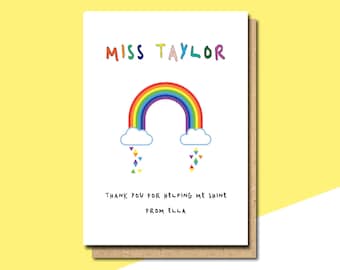 personalised card for teacher thank you card card for