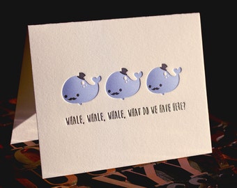 Whale Letterpress Folded Card