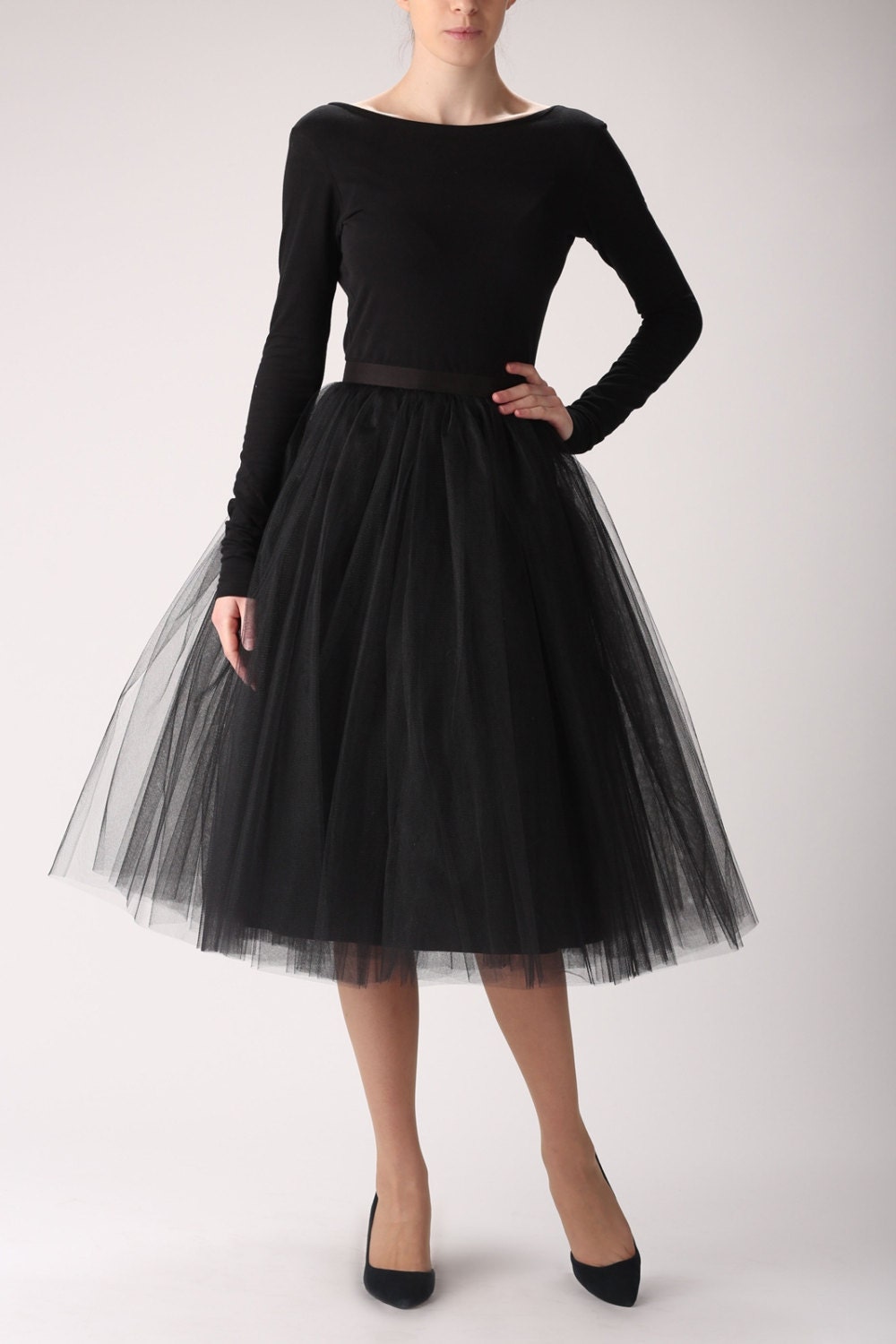 Black Tulle Skirt Handmade Long Skirt Handmade Tutu Skirt 0751
