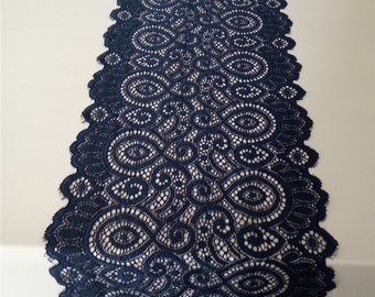 Navy lace runner table runner 7" wedding table runner , lace table runner, wedding runners something blue, wedding shower runners R120312