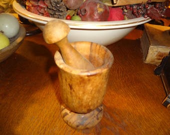 Wood mortar & pestle