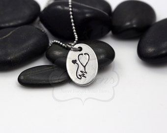 Hand Stamped Nurse "Stethoscope" Necklace