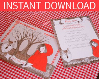 Little Red Riding Hood Invitation DIY Printable - INSTANT DOWNLOAD