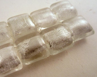 Silver Foil Beads 15x15 sq mm 8 beads clear