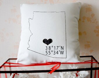 Coordinates Pillow, Longitude and Latitude Pillow, Graduation Gift, Realtor Gift, Coordinates Cushion, Long Distance - "The Coordinates"3120
