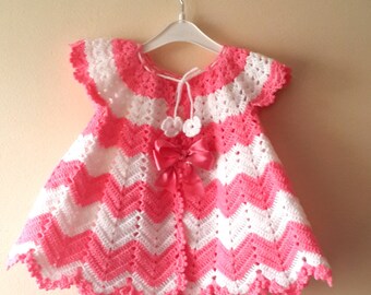 CROCHET PATTERN Baby Girl, Infant Crochet Dress Pattern, Baby Girl Christmas dress Baby Shower, Handmade Crochet Chevron Dress, 0-9 Months