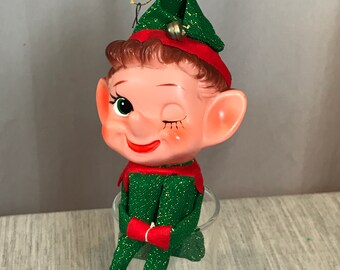 Large Headed Vintage Metallic Winking Knee Hugger Elf Pixie made in Japan