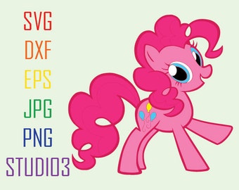 My Little Pony Pinkie Pie Svg Files, Svg, Dxf, Eps, Studio 3, Png, Jpg, Silhouette Studio,Cricut Files,Silhouete Cameo, Cutting Files