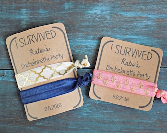 Custom Hair Tie Favors, Bachelorette Hair Tie Favors, I Survived, Bachelorette Party, Favors, Hair Ties