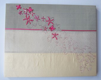 Handmade embroidered textile canvas picture