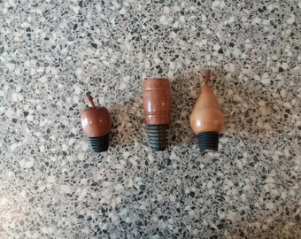 Set of 3 Wooden Bottle Stoppers