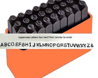 ARIAL UPPERCASE 1/16 inch 1.5mm Alphabet Letter Sans Serif Font Steel Metal Stamp Set for Jewelry Making Upper Case Hand Stamping Tools