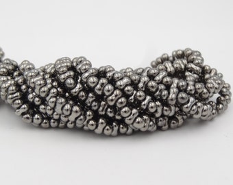 Farfalle Glass Bead 2x4mm Chrome 3 Strands